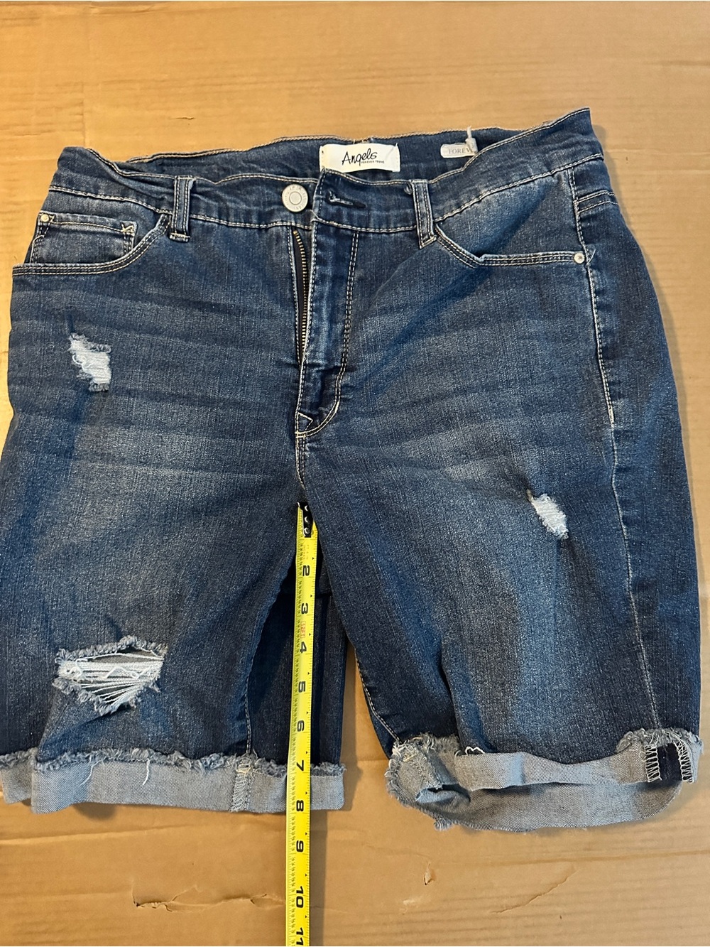 Angels Distressed Rolled-Cuff Denim Bermudas - Dark Blue